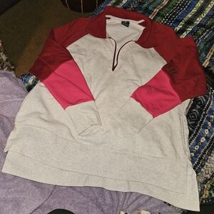 Nike Women's Heather Gray Pullover with Red and Pink Panels